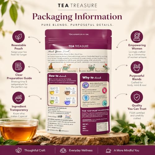 Image of TeaTreasure Ayurvedic Digestion CCF Plus Herbal Tea|Supports Digestion,Metabolism Boost & Bloating Relief |Coriander, Cumin & Fennel Caffeine Free Ayurvedic Herbal Tea | 100g