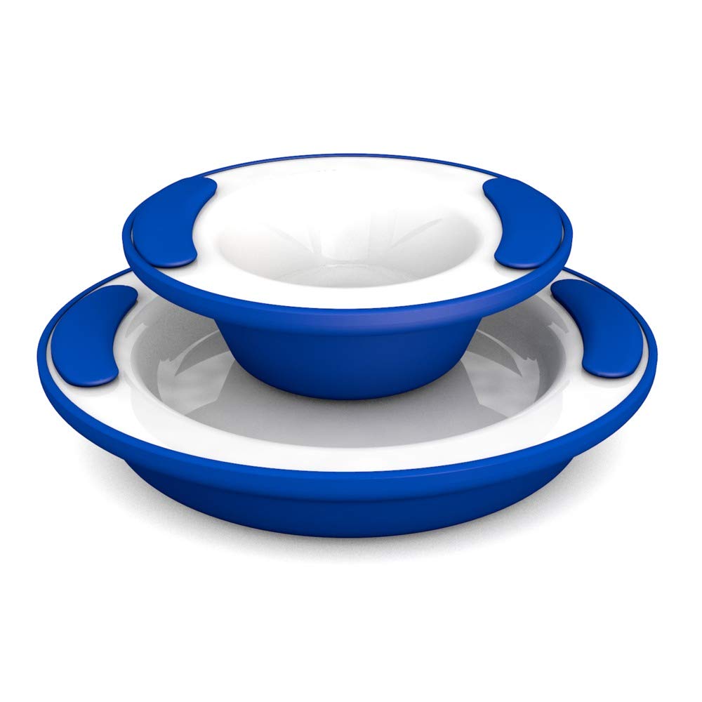 Ornamin Keep Warm Plate and Keep Warm Bowl, Blue