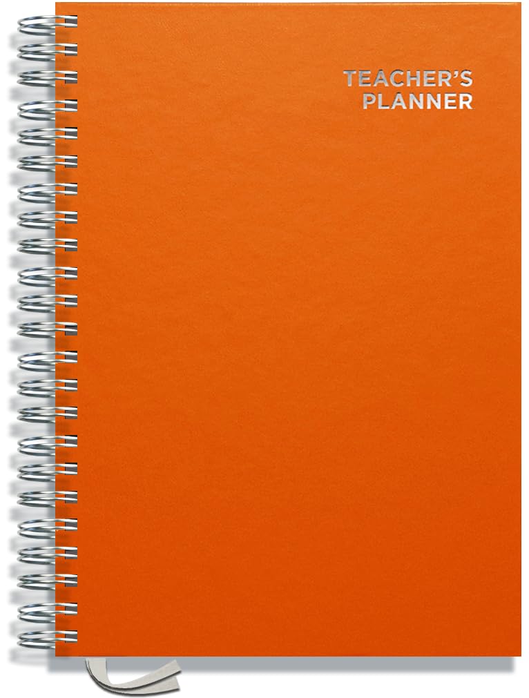 Teacher Planner 2026-2027 A4 Size by Pirongs | 5 Lesson Dated Planner for Teachers | Page a Day | Dated, Hardback, Wiro-Bound Teachers Planner - Orange