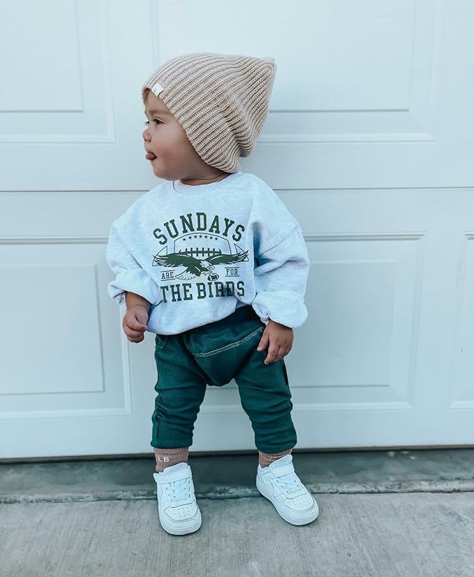 SHUING 3PCs Baby Boys Girls Football Clothes Sundays are for The Birds Romper Jogger Pants Newborn Coming Home Outfits (Sundays are for The Birds, 3-6 Months)