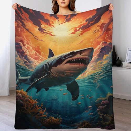 Couverture requin chaude lavable en machine plaid flanelle 150x200 - 2