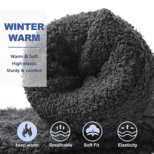 NOVAYARD Non Slip Fuzzy Grippy Sock Warm Fluffy Cozy Fleece Slipper Winter Hospital Socks for Men Women 4 Pairs3