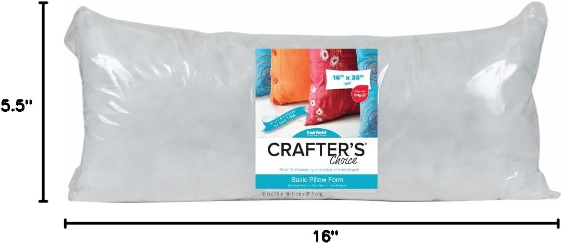 Fairfield Crafter’s Choice, Basic & Personalizable Pillow Form Inserts for Throw, Decorative, Travel, and Bench Pillows, Great for Home Decor, 16" x 38"