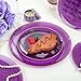 Hioasis 60pcs Purple Plastic Plates - Gold Rimmed Disposable, Hammered, Heavy-duty Dinnerware Set Suitable for 30 Guests, 10.25