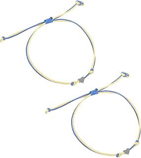 2 Pièces Bracelet Corde Tressée Cœur Lot de Bracelets Réglables Accessoire de Mode pour Femme et Homme pour Famille et