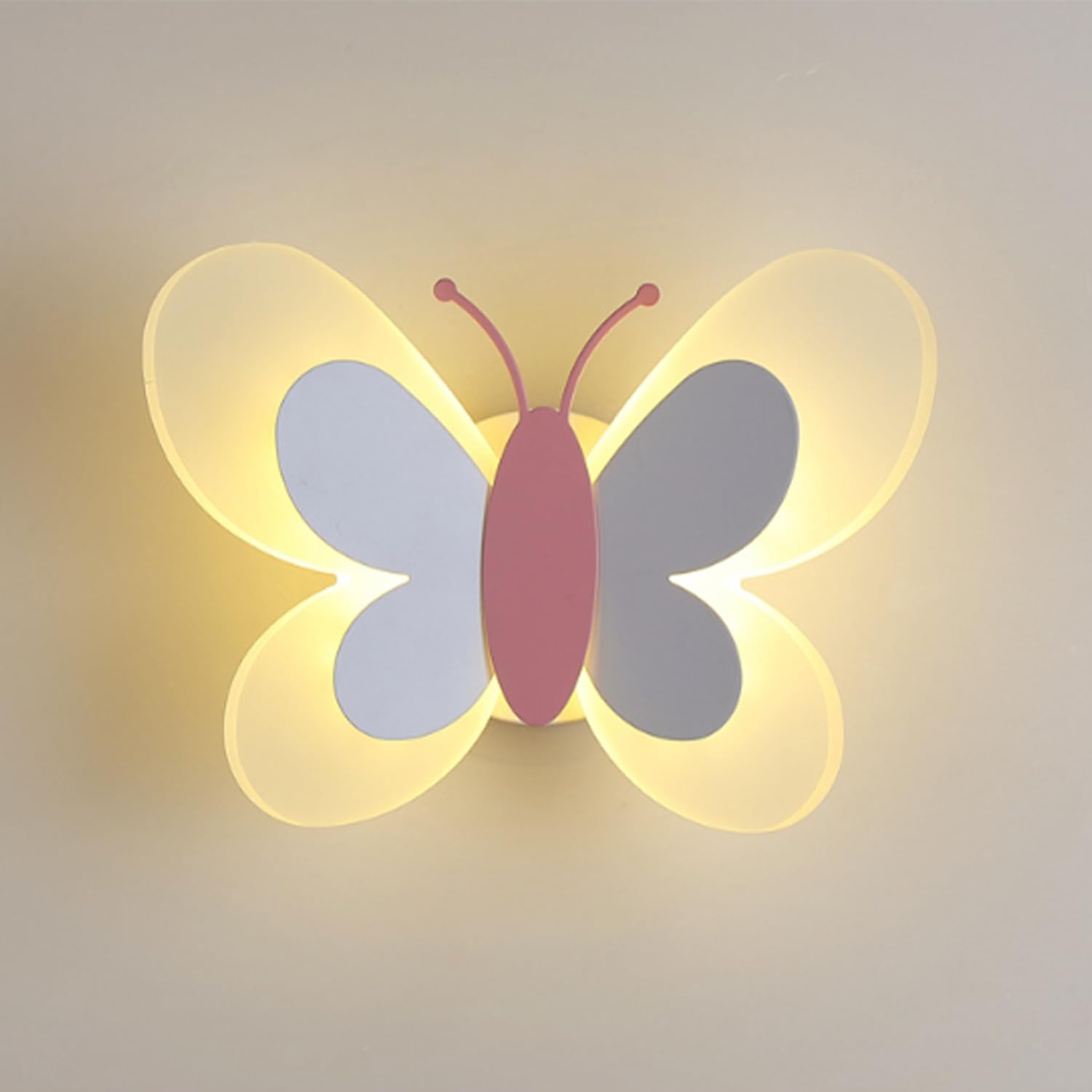 Applique Murale LED 16W Lampe Murale Créative Papillon Appliques Moderne Lumière Chaude Acrylique Veilleuse Chevet pour Chambre Enfant Couloir Escalier