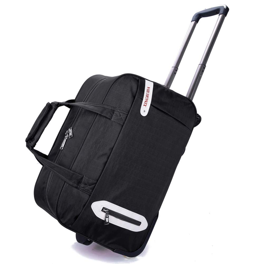 Holdall torba na kółkach bagaż ręczny na kółkach wakacje weekendowy lekki płot (kolor: Czarny, rozmiar: duży)