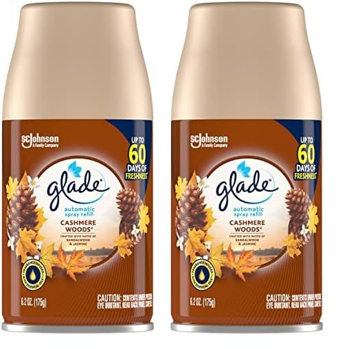 GladeAutomatic Spray Refill, Air Freshener for Home and Bathroom, Cashmere Woods, 6.2 Oz (Pack of 2)