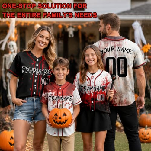 Custom Halloween Baseball Jersey Shirt, Zombie Baseball Player Jersey for Men Women Family Costumes miniatura 2