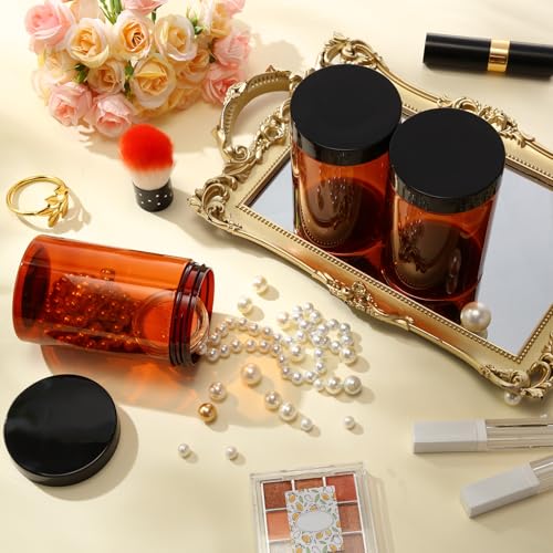 Image of Patelai 4 Pcs Plastic Jars Wide Mouth with Lids,12 Ounce,Amber
