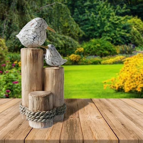 IMAGO Dekoration Gartendeko maritim Möwe Möve Vogel Vögel mit Kind auf Dalbe, Holzdekoration (Möwe mit Kind)