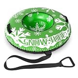 GYMAX Inflatable Snow Tube Sled, 42' Heavy Duty Snow Tubing for Sledding