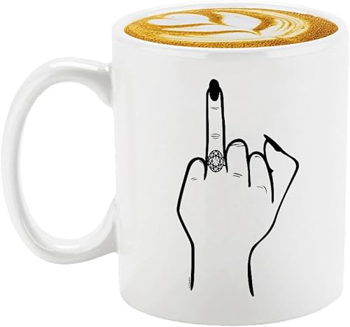 Veracco Taza de café de compromiso con dedo con anillo, regalos novedosos para despedida de soltera, recuerdos de boda para Mr Mrs recién casado,