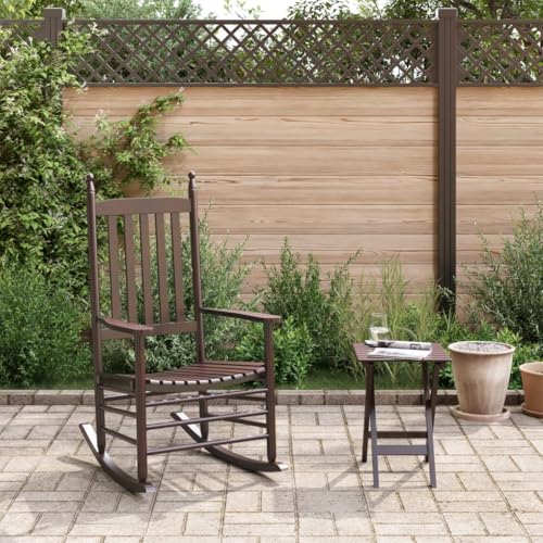 Sophrelle Silla Mecedora con Mesa Plegable Madera Maciza de álamo marrón Marrón,3281256