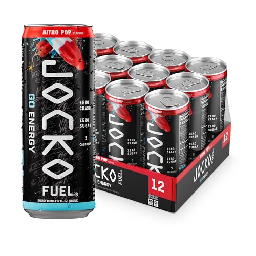 Jocko Fuel GO Energy Drinks Nitro Pop - 95mg Caffeine with Added Adaptogens Vitamin B12 & B6 & L Theanine for Mood & Focus Support No Sugar 12 Pack - Packaging May Vary