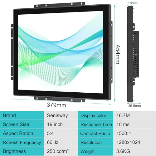 Image of 19 Inch 10 Points Industrial Capacitive Touch Monitor Surface is IP65 Waterproof 1280 x 1024 @ 60Hz TFT LCD IK08 Open Frame Design Touch Screen