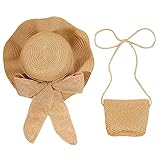 Toddler Kid Girls Summer Straw Hat with Sunflower Beach Foldable Visor Wide Brim Sun Protection Hats