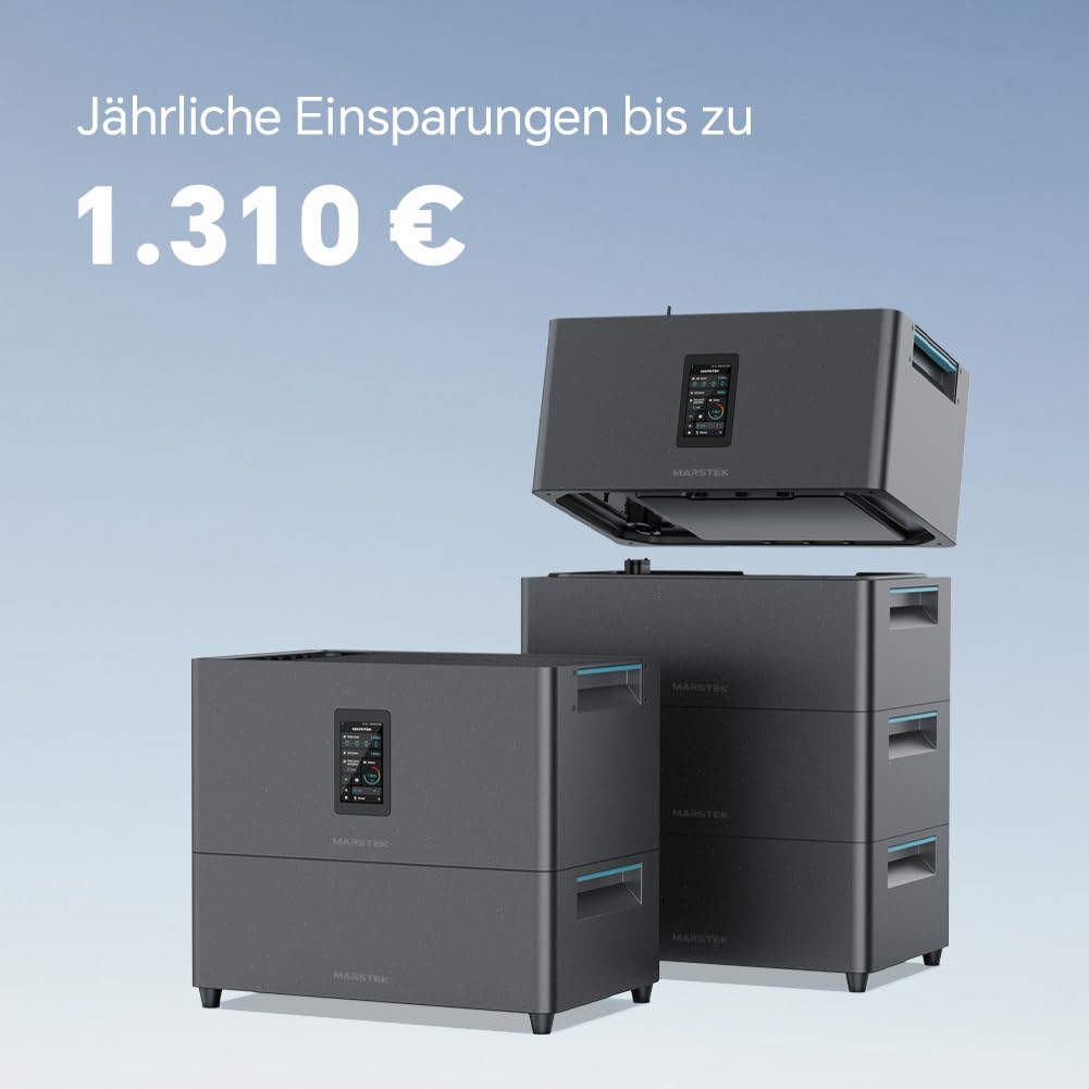 Marstek Jupiter C Plus Balkonkraftwerk mit Speicher & Wechselrichter: 0% MwSt, 2,56kWh LFP Speicher für Balkonkraftwerk, 4 MPPT 2400W PV-Eingang/800W Ausgang, App-Steuerung, Plug&Play, 6000 Zyklen