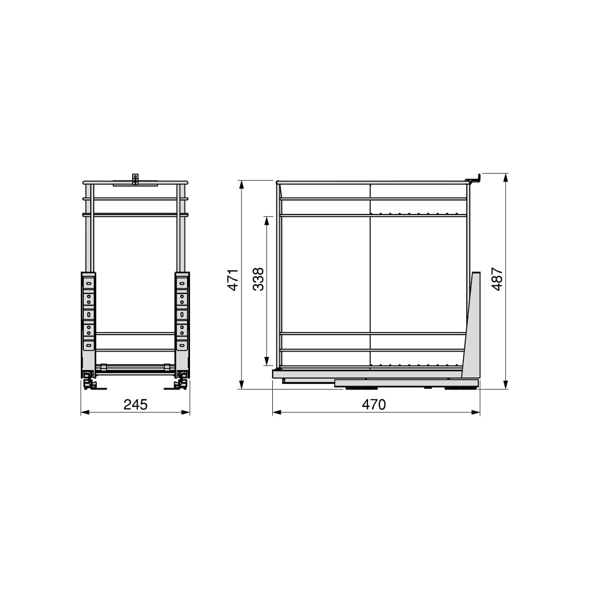 Carrello Estraibile Emuca Titane Per Cucina 400mm - Chiusura Morbida Grigio Antracite