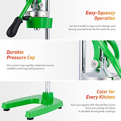 Image of CO-Z Hand Press Juicer Machine, Manual Orange and Citrus Juicer for Pom Lime Lemon Juice, Commercial Squeezer and Crusher, Easy to Clean, Green