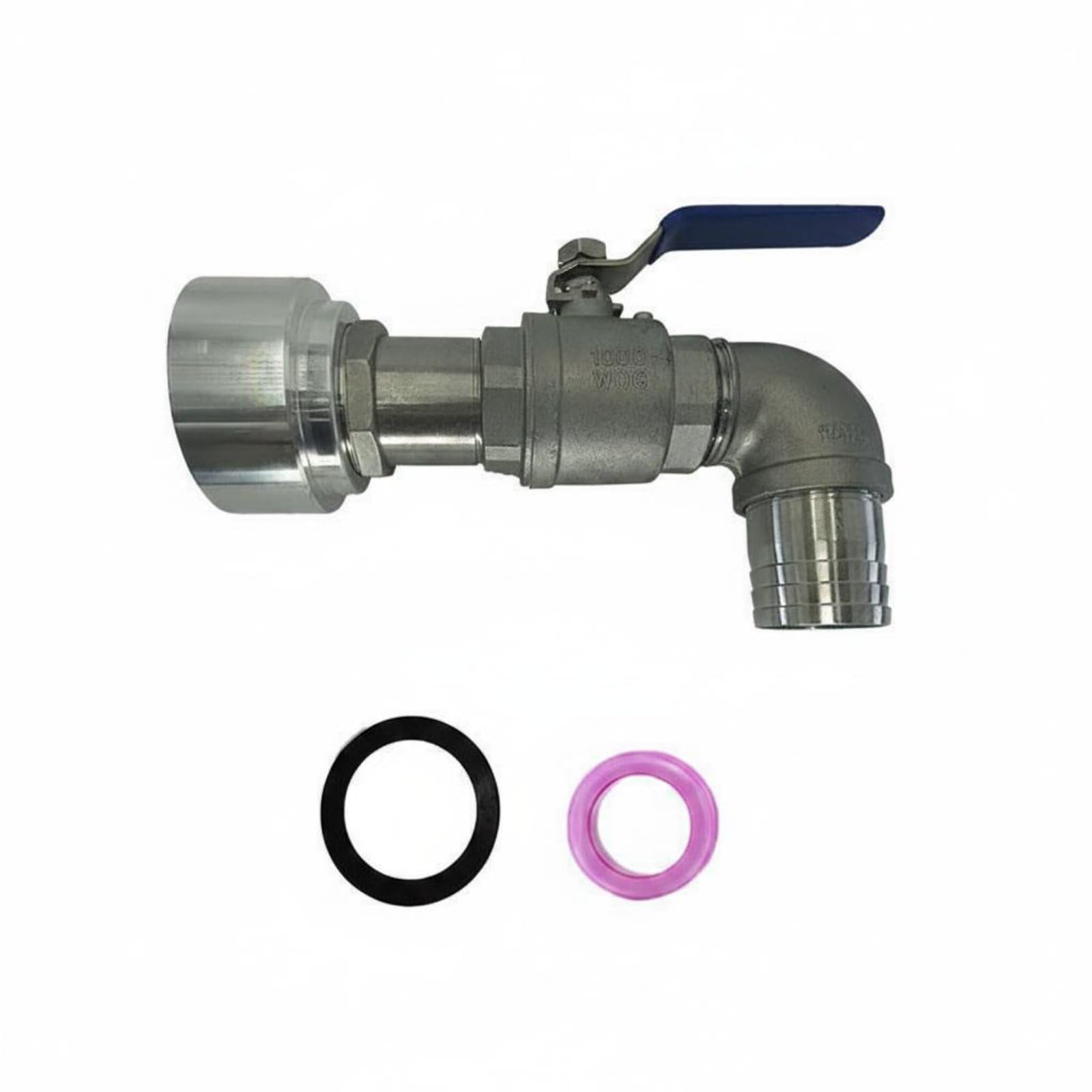 perfeclan Válvula Adaptadora de Aluminio Válvula de Tanque Adaptador de Contenedor Rosca Firme con Junta Gruesa Resistente a Presión Adecuada para Canalización Plantas Nave Industrial, 42MM, Ss 90°