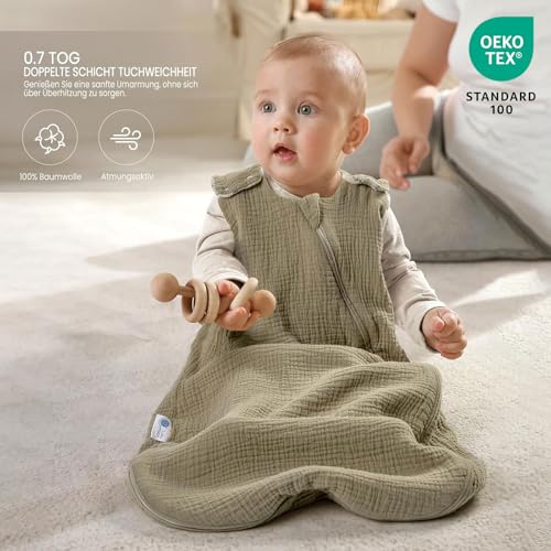 lulumoon Baby Schlafsack Musselin 0.7TOG: Luftig & dünner Sommerschlafsack – Ansicht 3