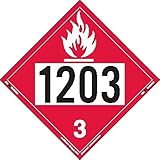Labelmaster ZEZ21203 UN 1203 Flammable Liquid Hazmat Placard, E-Z Removable Vinyl (Pack of 25)