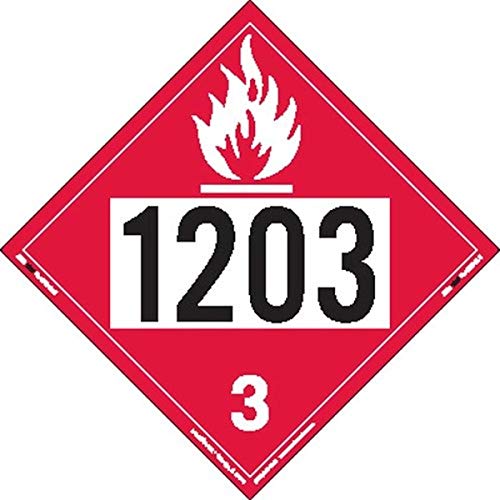 Labelmaster ZEZ21203 UN 1203 Flammable Liquid Hazmat Placard, E-Z Removable Vinyl (Pack of 25)