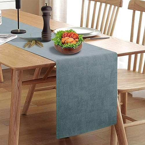 Wipeable Table Runner, Thick Farmhouse Dresser Runner, Rustic for Kitchen, Bedroom, Outdoor (72'', Mustard Yellow)
