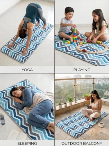 Image of K25 Cotton Floor Bed Mattress with High-Density Foam & Fiber for Extra Bedding | Lightweight Reversible Portable Rolling Mat for Travel Yoga Outdoor & Camping (Size: 72x72x0.8 Inch, Multicolor)