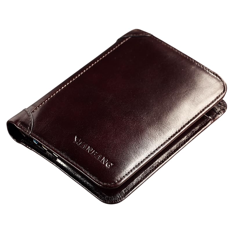 Carteira Manbang Couro Original Masculina Rfid RIFD Anti-Roubo carteira Premium (Marrom)