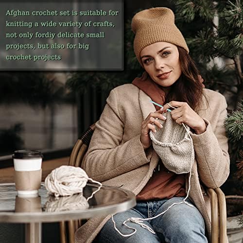 Aeelike Plastic Tunisian Crochet Hooks Set Extra Long, Set of 12 Size Afghan Tunisian Crochet Hooks with Cable, Tunisian Crochet Starter Kit, 120 cm Cable Crochet Hooks for Blankets or Larger Projects