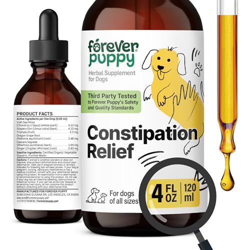 Forever Puppy Constipation Relief for Dogs - Stool Ease Dog Supplements - Sea Moss & Slippery Elm for Digestive Health - Fiber Vitamins and Supplements for Constipation - All Breeds & Sizes - 4 oz