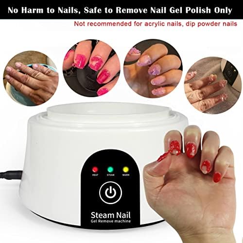 Steam Gel Nail Remover Machine, Steam Nail Polish Remover Nail Steamer for Nail Gel Polish Removal, No Damage to Nails (Black-White)