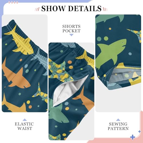 Shark Lemon Print Boys Long Pants Soft Trousers Elastic Waist Kids Lounge Bottoms with Pockets S-XL4