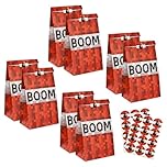 24pcs Pixel Theme Paper Gift Loot Bags, Video Game Gift Candy Goodie Treat Bag with Sealing Stickers for Theme Kid's Birthday Party Favors Decorations (Style B)