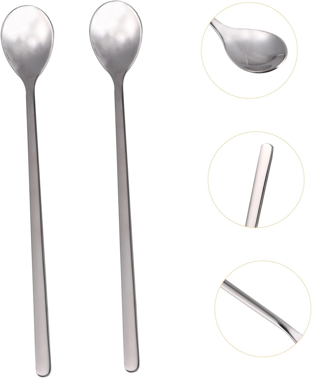 INOOMP 4Pcs Stainless Steel Dessert Spoons Small Food Spoons Coffee Stirring Utensils Resistant Ergonomic Design for Home Restaurant Bar Use