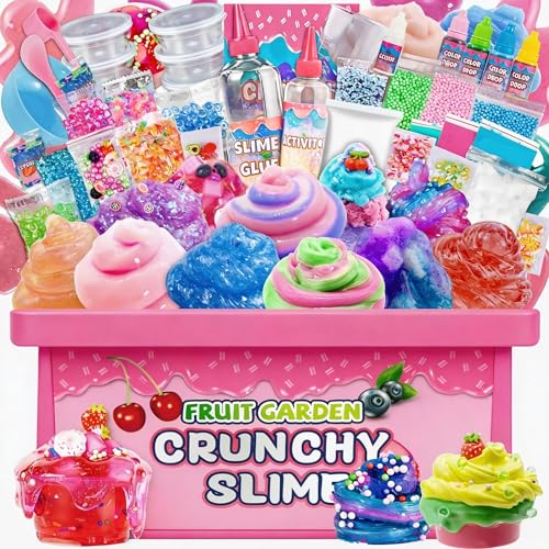 Unicorn Fruit Garden Crunchy Slime Kit,Ice Screen Cake Slime Sparkling Slime Making Kit,Foam, Jelly Cube Slime for Party Favors Kids Boys Girls Birthday Carnival Treasure Classroom Prizes