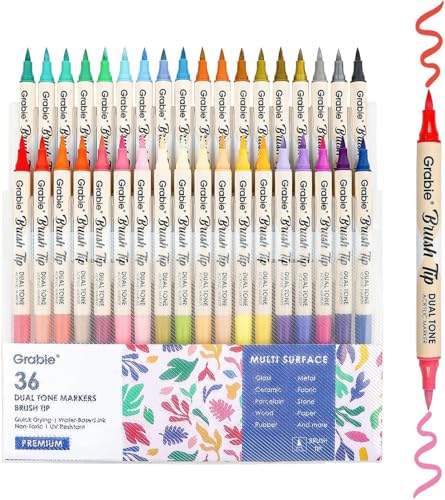 Grabie 72 Colors Acrylic Paint Markers, Soft Brush Tip Acrylic Ma...