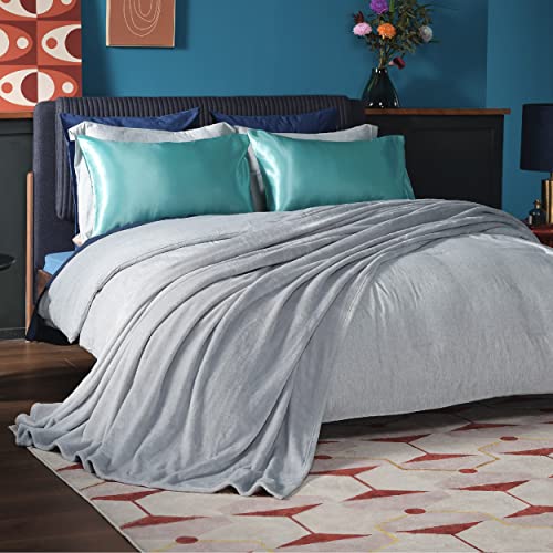 Image of Bedsure GentleSoft Fleece Blankets Queen Size Light Grey - Bed Blanket Soft Lightweight Plush Fuzzy Cozy Luxury Microfiber, 90x90 inches