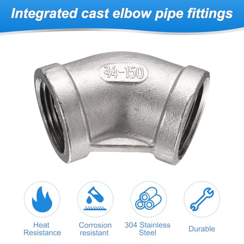 Conectores de rosca de codo de 45 grados NPT hembra 304 para tubería de agua y combustible 6