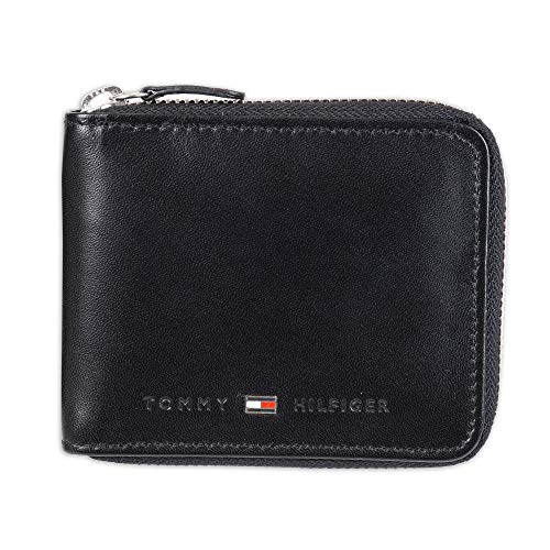 Tommy Hilfiger Men s Oxford Ziparound Wallet, Black Coin Pocket, One Size