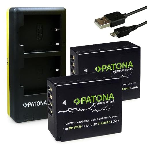 Patona 2-i-1 dubbel laddare med mikro-USB 2 x premium NP-W126-batterier för Fuji FinePix X-Pro 1/HS30 EXR/HS30EXR/HS-30EXR/HS33 EXR/HS33EXR / HS-33EXR