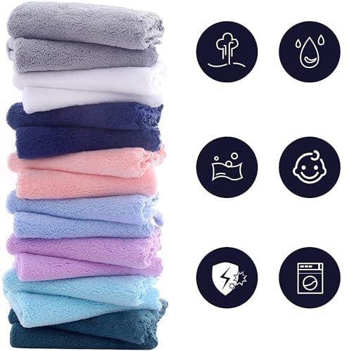 Image of 16 Pack Baby Washcloths burp cloths - 20 inch x 10 inch - Luxury Multicolor Coral Fleece - Extra Absorbent and Soft Wash Clothes for Newborns, Infants and Toddlers - Suitable for Sensitive Skin and New Born