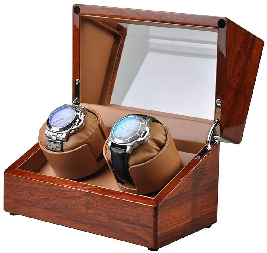 Remontoir automatique luxe en bois massif pour 2 montres de valeur