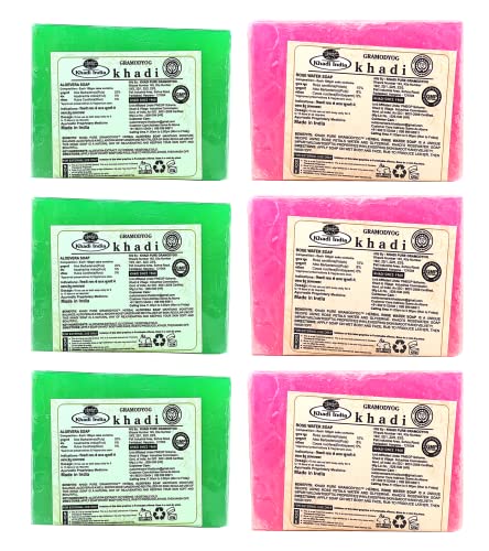 Image of Khadi Pure Aloe Vera & Rosewater Soap, 125 ml (Pack of 6)