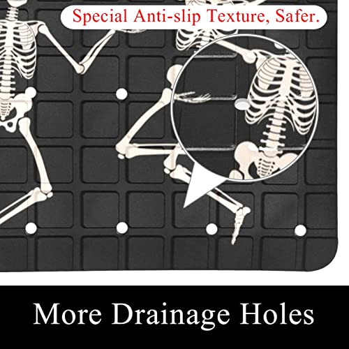 Tapis de bain antidérapant rectangulaire motif squelette 70cm