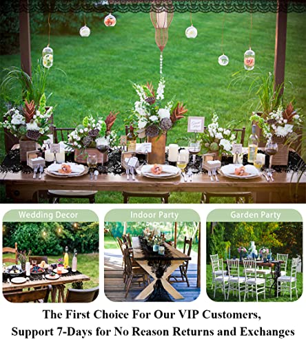 Pardecor Lace Table Runner 14X120 1Pc Table Runner For Wedding Table Overlay Floral Lace Table Runner Black Lace Classy For Rustic Boho Bridal Decorations Christmas Table Runner Vintage(Black) #TOP5