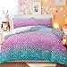 BlessLiving Colorful Glitter Bedding Girly Turquoise Blue Pink and Purple Pastel Colors Duvet Cover 3 Piece Trendy Bed Spreads (Twin)