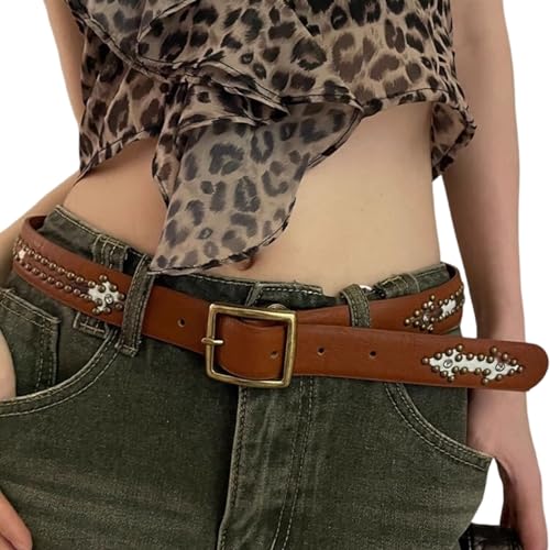 Hot Girls PU Belt With Rivet Decors Waist Belt Fashion Enthusiasts Belt Coat Dress Female Ethnic Waistband